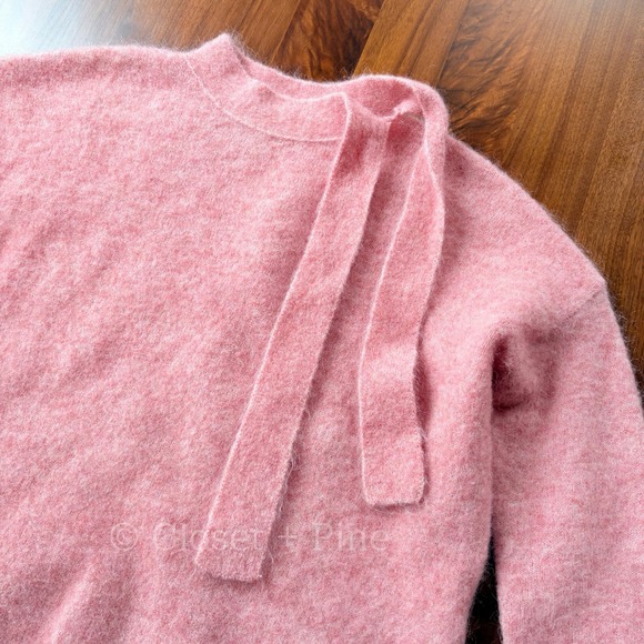Sezane Zita Jumper Sweater Rosewood Pink Size Small Tie Neck Bow Detail - Picture 10 of 15